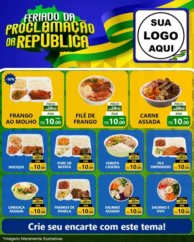 Modelo de Rede Social para Feed Instagram com o tema Feriado da Proclamação da República para Restaurante