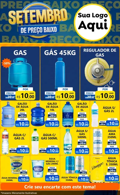 Modelo de Encarte para Encarte Grande com o tema Setembro De Preço Baixo para Água e gás