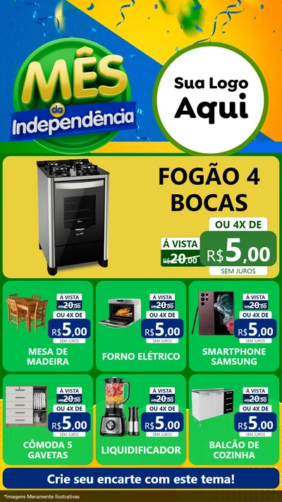 Modelo de Rede Social para Stories com o tema Mês da Independência para Móveis e Eletro