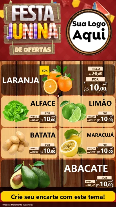 Modelo de TV para TV Vertical com o tema Festa Junina de Ofertas para Hortifrúti