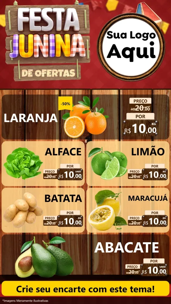 Modelo de TV para TV Vertical com o tema Festa Junina de Ofertas para Hortifrúti