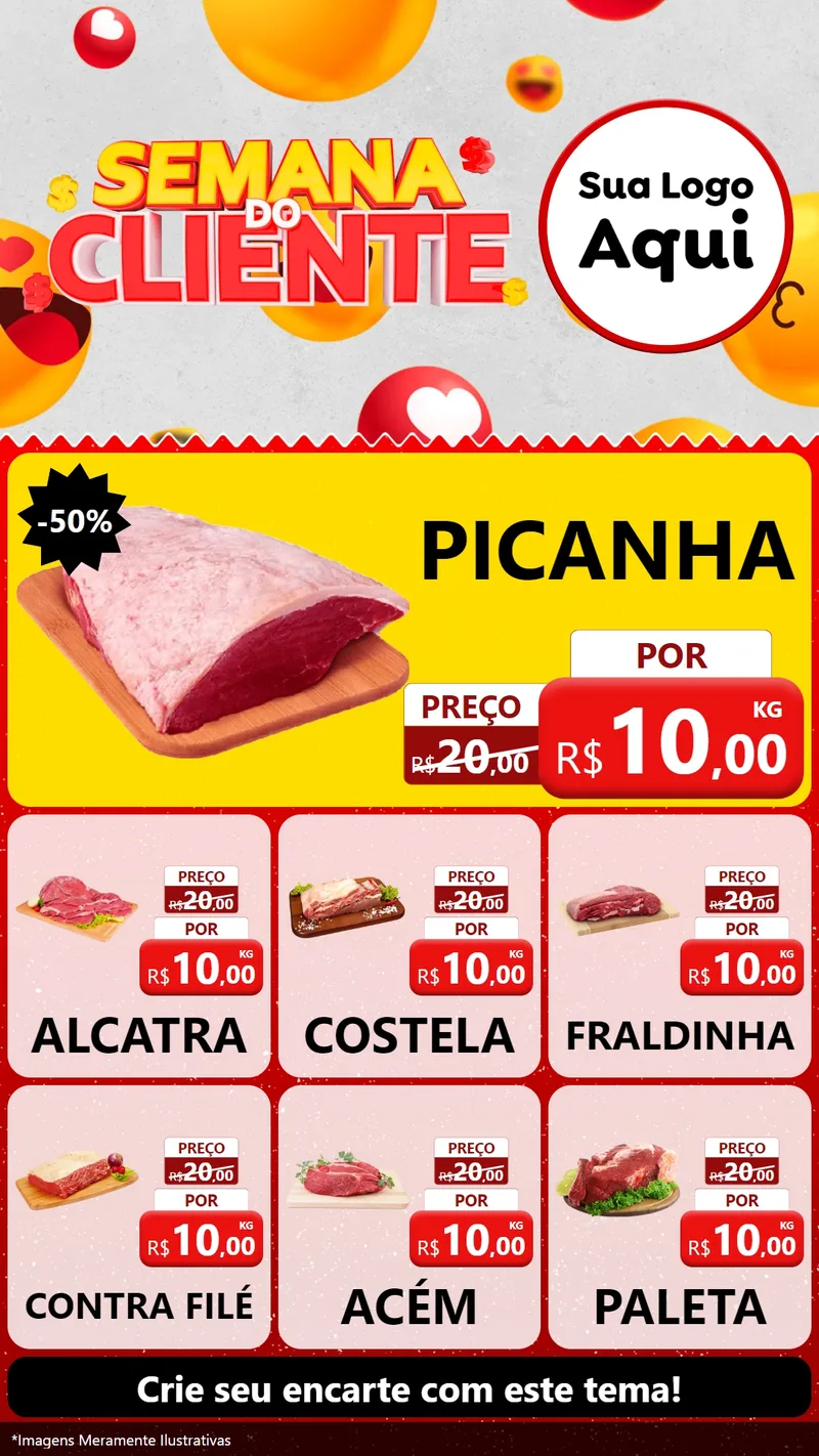 Modelo de Rede Social para Stories com o tema Semana do Cliente para Açougue
