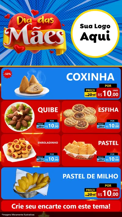 Modelo de TV para TV Vertical com o tema Dia das Mães para Salgadaria