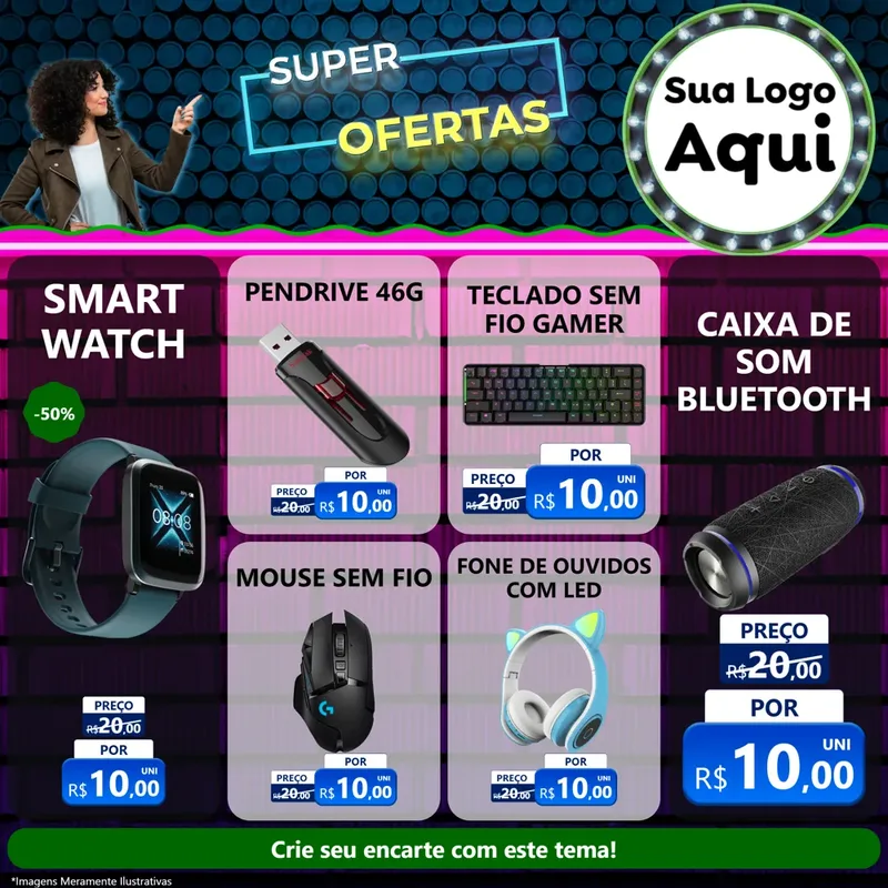 Modelo de Rede Social para Feed Facebook com o tema Super Ofertas para Informática