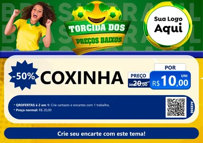 Modelo de Cartaz para Cartaz A4 Horizontal com o tema Torcida dos Preços Baixos - Copa para Salgadaria