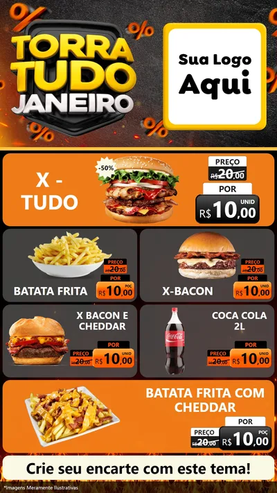 Modelo de TV para TV Vertical com o tema Torra Tudo Janeiro para Hamburgueria