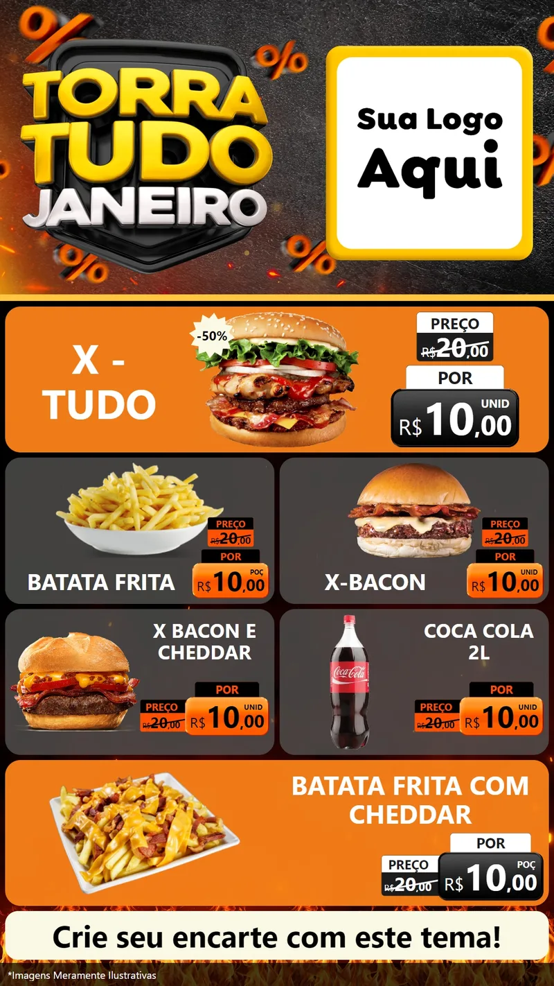 Modelo de TV para TV Vertical com o tema Torra Tudo Janeiro para Hamburgueria