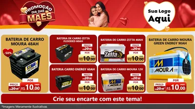 Modelo de TV para TV Horizontal com o tema Promoção Dia das Mães para Baterias Elétricas