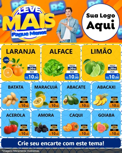 Modelo de Rede Social para Feed Instagram com o tema Leve Mais, Pague Menos para Hortifrúti
