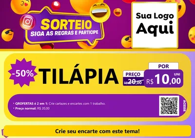 Modelo de Cartaz para Cartaz A4 Horizontal com o tema Sorteio para Peixaria