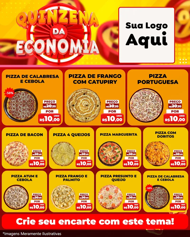 Modelo de Rede Social para Feed Instagram com o tema Quinzena Da Economia para Pizzaria