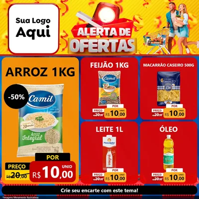 Modelo de Rede Social para Feed Facebook com o tema Alerta de Ofertas para Supermercado