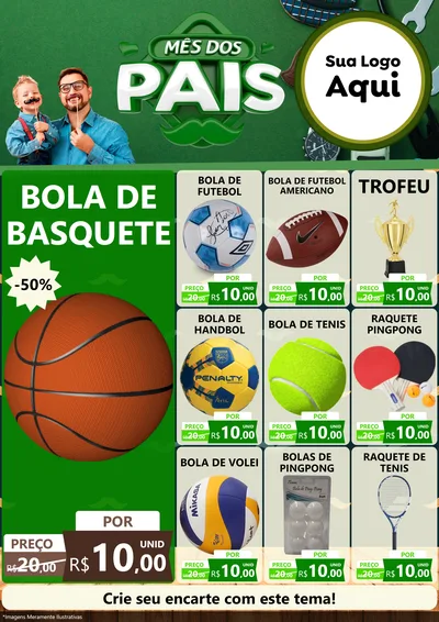 Modelo de Encarte para Encarte A4 Vertical com o tema Mês dos Pais para Artigos Esportivos