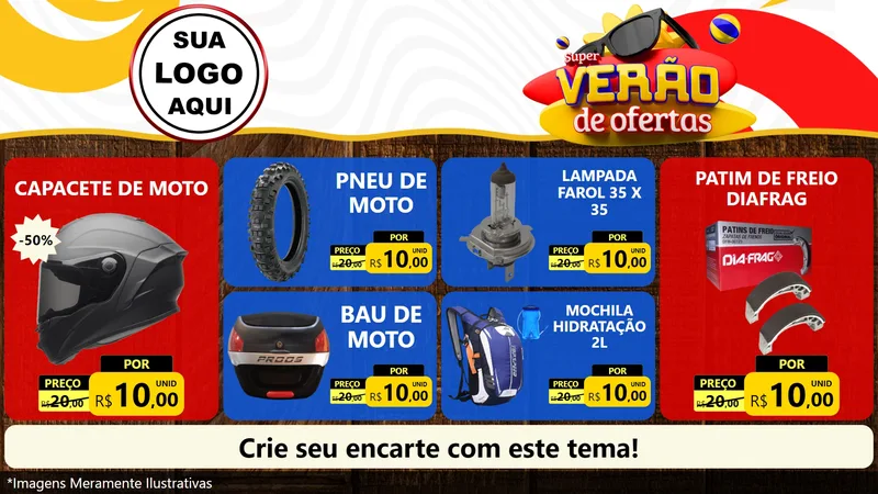 Modelo de TV para TV Horizontal com o tema Super Verão de Ofertas para Moto peças