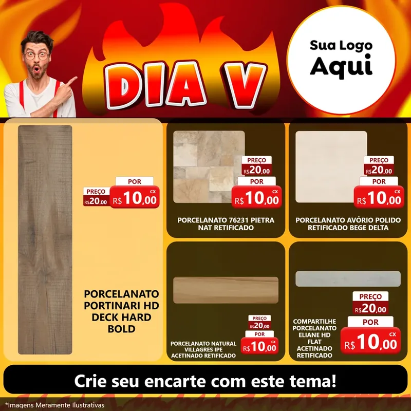 Modelo de Rede Social para Feed Facebook com o tema Dia V para Pisos e revestimentos