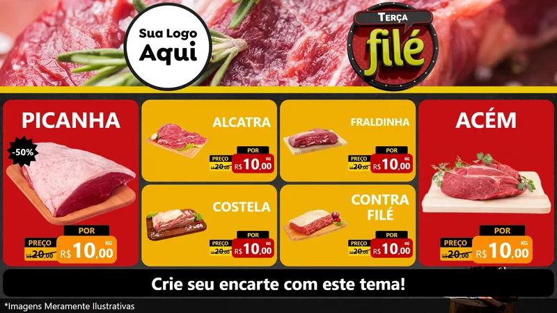 Modelo de TV para TV Horizontal com o tema Terça Filé para Açougue