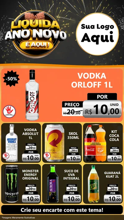 Modelo de Rede Social para Stories com o tema Liquida Ano Novo É Aqui! para Distribuidora de bebidas