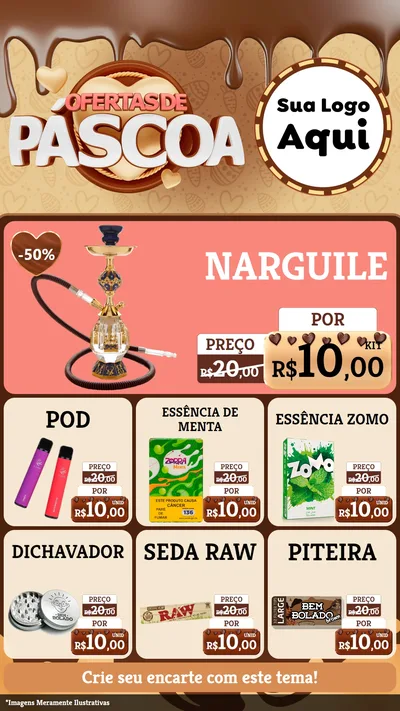 Modelo de Rede Social para Stories com o tema Ofertas de Páscoa para Tabacaria