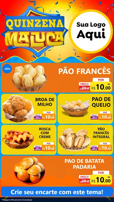 Modelo de TV para TV Vertical com o tema Quinzena Maluca para Padaria