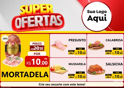 Modelo de Encarte para Encarte A4 Horizontal com o tema Super Ofertas para Frios e Laticínios