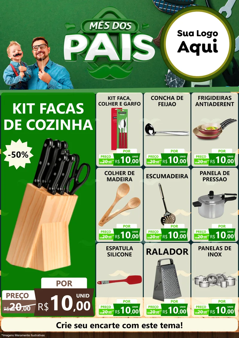 Modelo de Encarte para Encarte A4 Vertical com o tema Mês dos Pais para Utilidades Domésticas