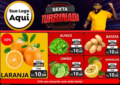 Modelo de Encarte para Encarte A4 Horizontal com o tema Sexta Turbinada para Hortifrúti