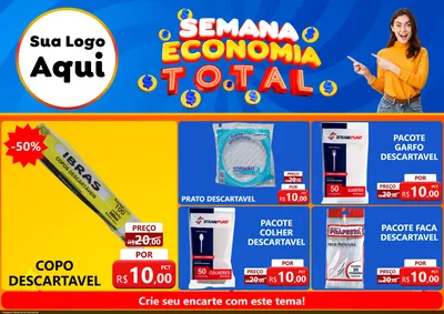 Modelo de Encarte para Encarte A4 Horizontal com o tema Semana Economia Total para Embalagens
