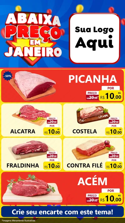 Modelo de TV para TV Vertical com o tema Abaixa Preço em Janeiro para Açougue