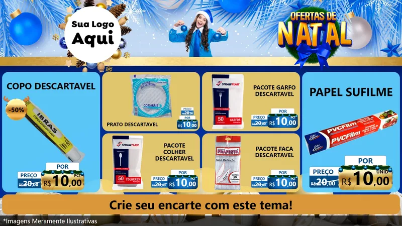 Modelo de TV para TV Horizontal com o tema Ofertas de Natal para Embalagens