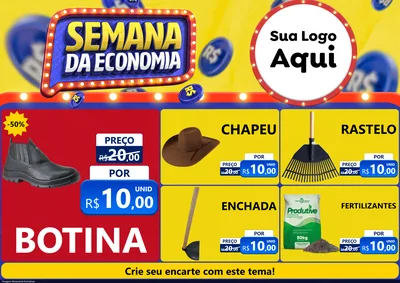 Modelo de Encarte para Encarte A4 Horizontal com o tema Semana da Economia para Agropecuária
