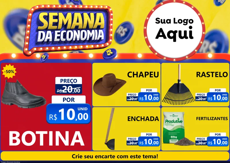 Modelo de Encarte para Encarte A4 Horizontal com o tema Semana da Economia para Agropecuária