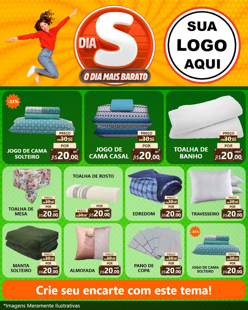 Modelo de Rede Social para Feed Instagram com o tema Dia S - O Dia Mais Barato para Cama, Mesa e Banho