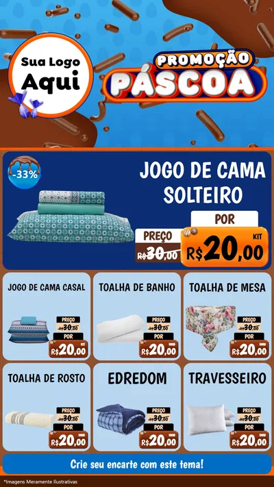 Modelo de Rede Social para Stories com o tema Promoção Páscoa para Cama, Mesa e Banho