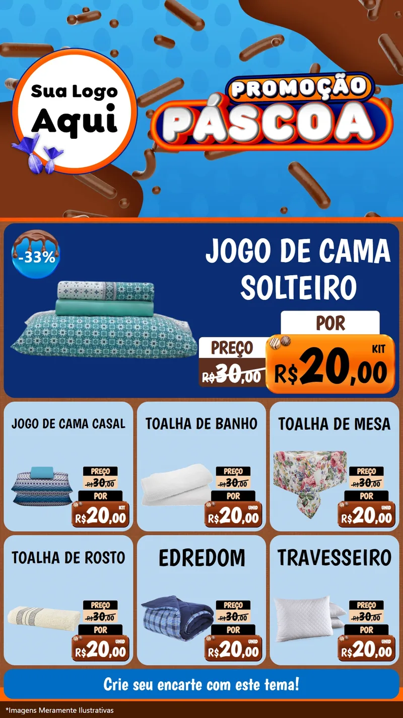 Modelo de Rede Social para Stories com o tema Promoção Páscoa para Cama, Mesa e Banho