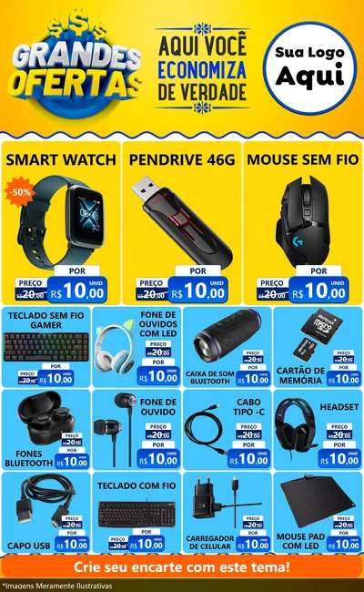 Modelo de Encarte para Encarte Grande com o tema Grandes Ofertas para Informática