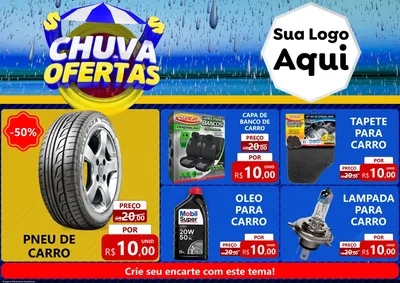 Modelo de Encarte para Encarte A4 Horizontal com o tema Chuva de Ofertas para Auto peças
