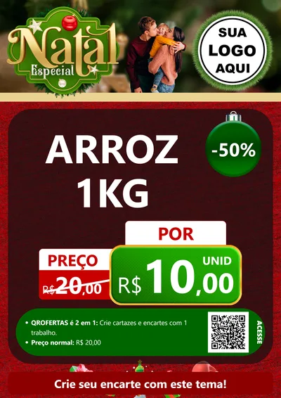 Modelo de Cartaz para Cartaz A4 Vertical com o tema Natal Especial para Supermercado