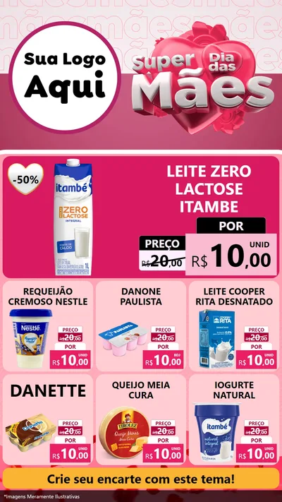 Modelo de Rede Social para Stories com o tema Super Dia Das Mães para Frios e Laticínios