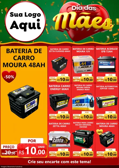 Modelo de Encarte para Encarte A4 Vertical com o tema Dia das Mães para Baterias Elétricas