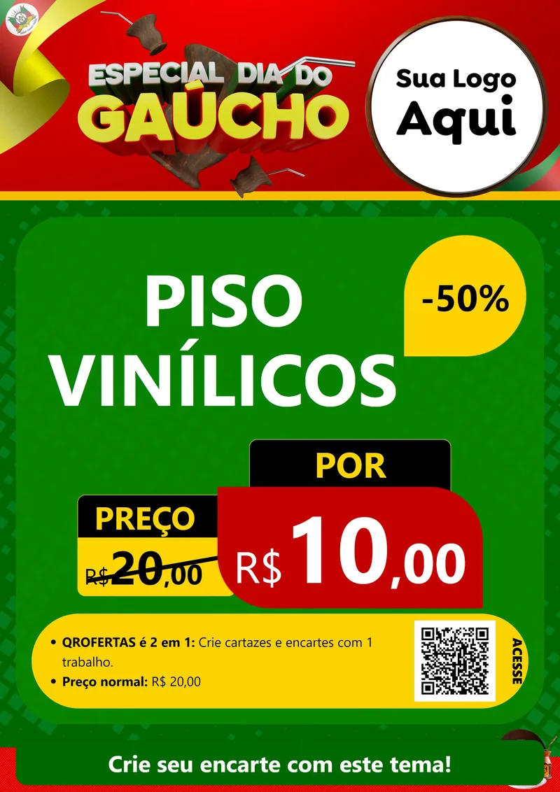 Modelo de Cartaz para Cartaz A4 Vertical com o tema Especial Dia do Gaúcho para Material para Construção