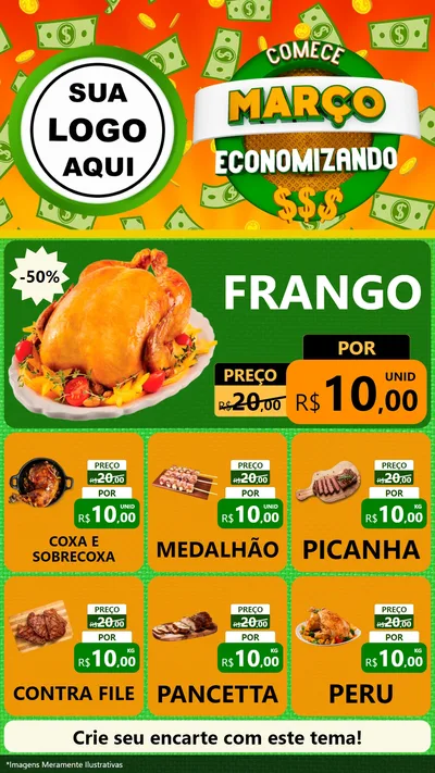 Modelo de Rede Social para Stories com o tema Comece Março Economizando para Assados