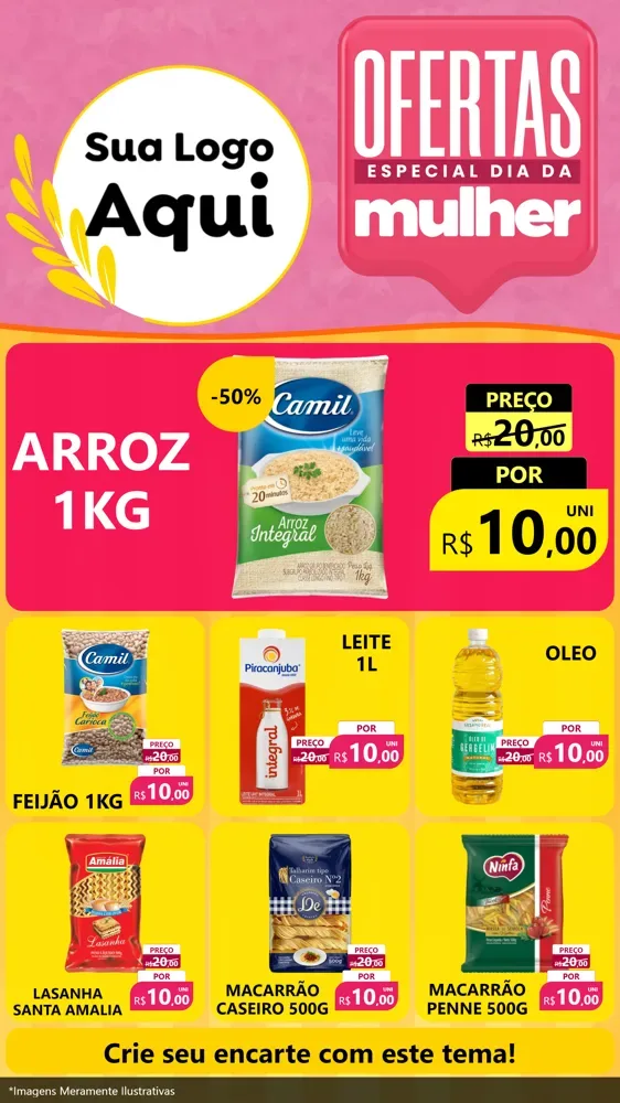 Modelo de Rede Social para Stories com o tema Ofertas - Especial Dia Das Mulheres para Supermercado