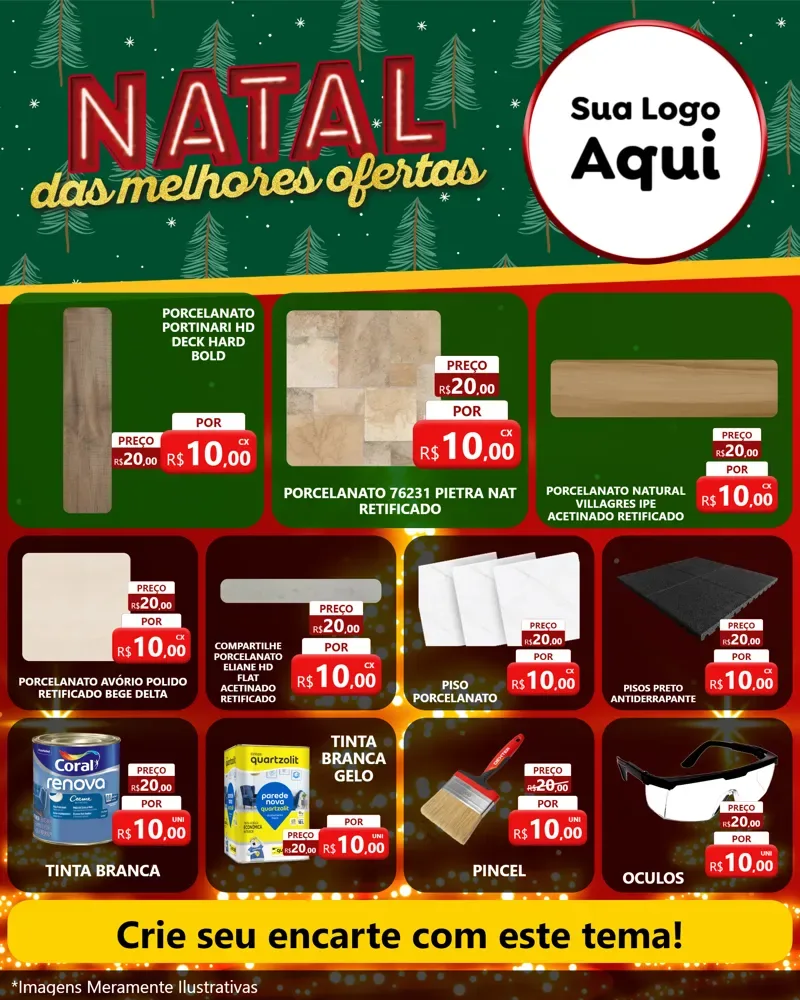 Modelo de Rede Social para Feed Instagram com o tema Natal das Melhores Ofertas para Pisos e revestimentos