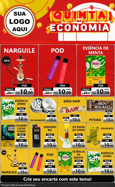 Modelo de Encarte para Encarte Grande com o tema Quinta da Economia para Tabacaria