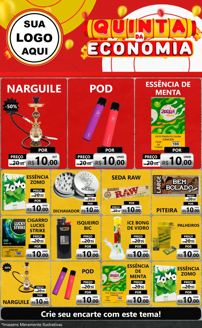 Modelo de Encarte para Encarte Grande com o tema Quinta da Economia para Tabacaria