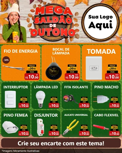 Modelo de Rede Social para Feed Instagram com o tema Mega Saldão de Outono para Materiais Elétricos