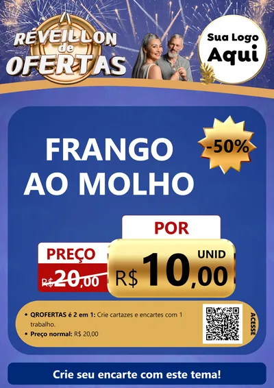 Modelo de Cartaz para Cartaz A4 Vertical com o tema Réveillon de Ofertas para Restaurante
