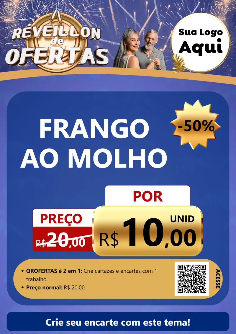 Modelo de Cartaz para Cartaz A4 Vertical com o tema Réveillon de Ofertas para Restaurante