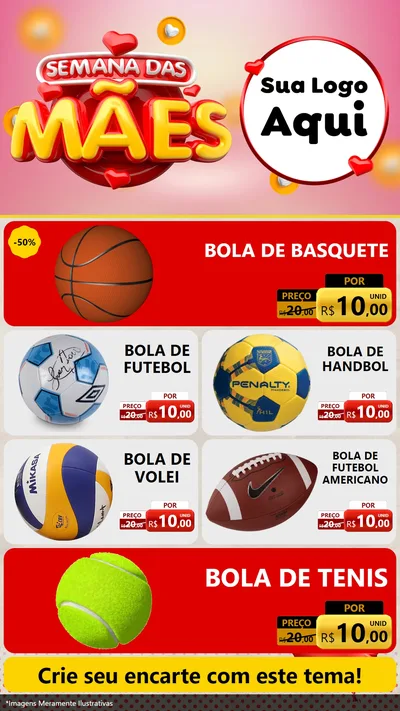 Modelo de TV para TV Vertical com o tema Semana das Mães para Artigos Esportivos
