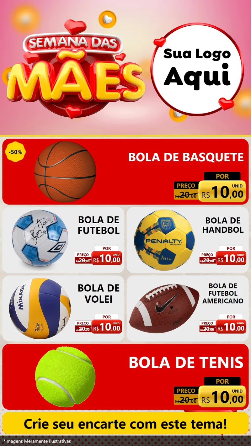 Modelo de TV para TV Vertical com o tema Semana das Mães para Artigos Esportivos